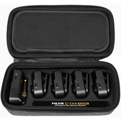 NU-X C7RCX4 Stereo 5.8 GHz Wireless In-Ear Monitoring System with 4 Receivers and Charging Case