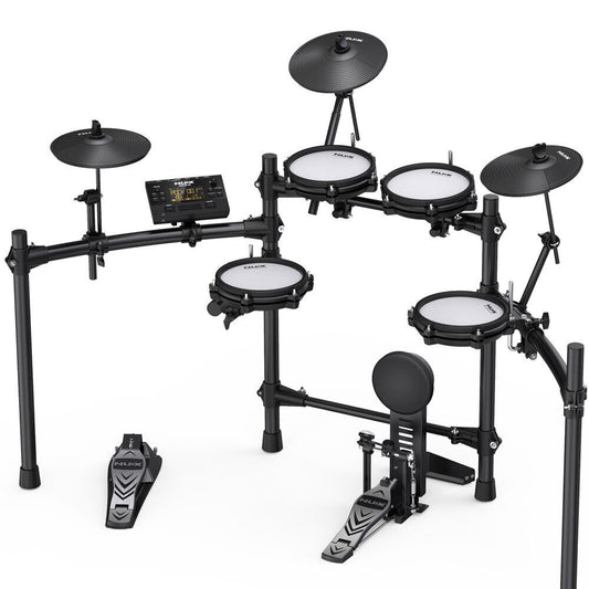 NU-X DM210 Portable 8-Piece Electronic Drum Kit with Mesh Heads, MIDI, Bluetooth, Metronome, Coach, 15 Presets, 10 Demo Songs