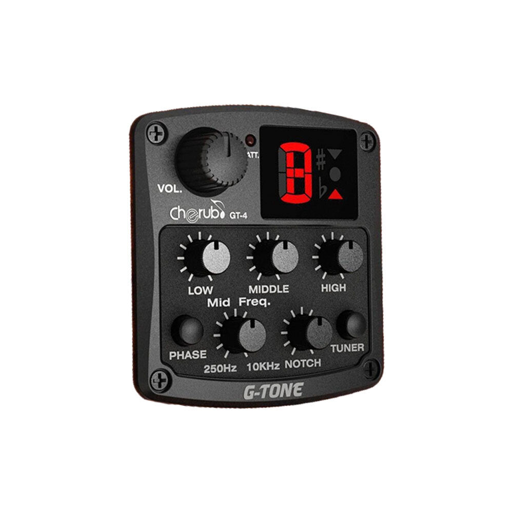 Cherub GT-4 Acoustic Guitar Preamp System with Tuner, Piezo Pickup, 4 Band EQ, Notch Filter, Phase Effect