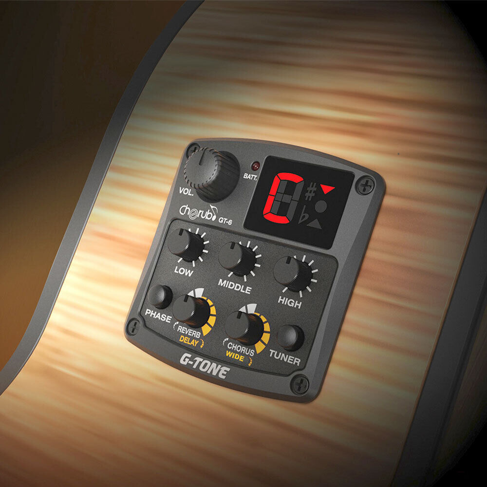 Cherub GT-6 Acoustic Guitar Preamp System with 4 Band EQ, Tuner, FX & Piezo Pickup — view 2