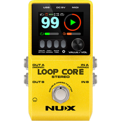 NUX Loop Core Stereo Effects Pedal with High-Definition LCD Display and MIDI Control