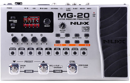 NUX MG-20 Guitar Modeling Processor with 60 Effects, 16 Amp Models, Drum Machine, and Loop Station