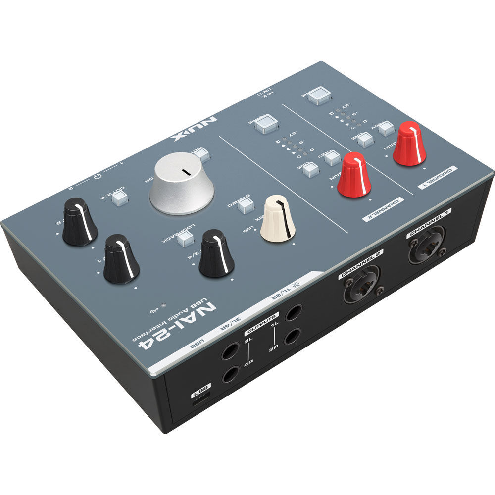 NU-X NAI-24 Professional 2x4 USB Audio Interface 32-Bit/192kHz with Class A Preamp and Analog Compressor — view 2