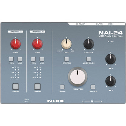 NU-X NAI-24 Professional 2x4 USB Audio Interface 32-Bit/192kHz with Class A Preamp and Analog Compressor — view 5