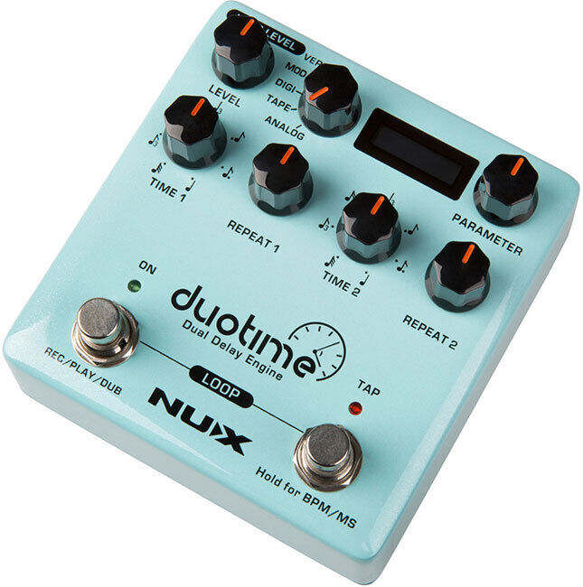 NU-X Verdugo Series Duotime Dual Delay Engine Effects Pedal with Stereo Delay, 5 Delay Types, Tap Tempo, and OLED Display — view 3