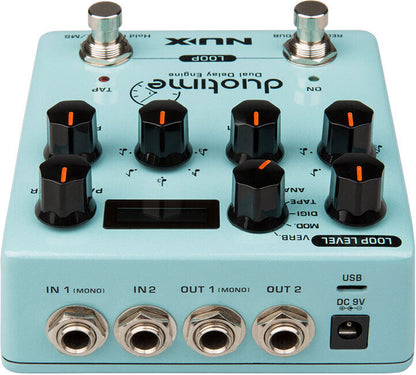 NU-X Verdugo Series Duotime Dual Delay Engine Effects Pedal with Stereo Delay, 5 Delay Types, Tap Tempo, and OLED Display — view 6
