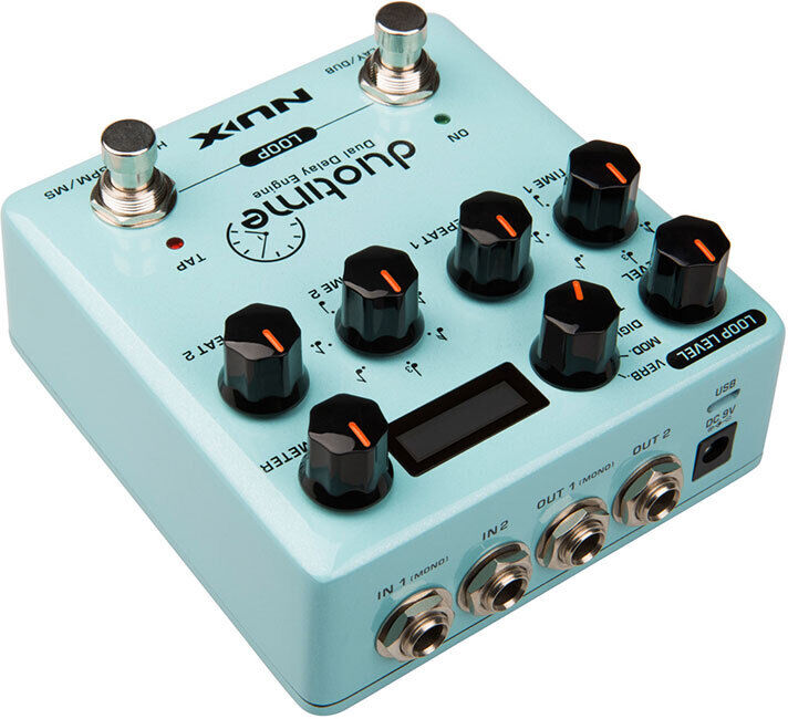 NU-X Verdugo Series Duotime Dual Delay Engine Effects Pedal with Stereo Delay, 5 Delay Types, Tap Tempo, and OLED Display — view 4