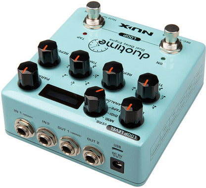 NU-X Verdugo Series Duotime Dual Delay Engine Effects Pedal with Stereo Delay, 5 Delay Types, Tap Tempo, and OLED Display — view 5