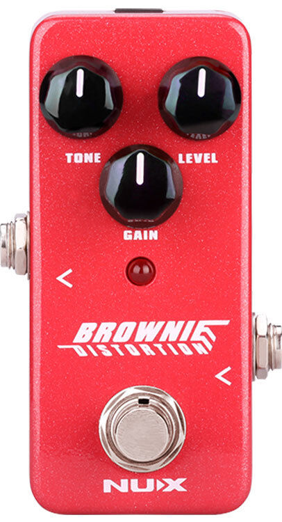 NUX Brownie Distortion Effects Pedal - Mini Core Series, Hybrid Circuit, True Bypass, Lightweight Aluminum, Luminous Knobs, 9V DC Supply
