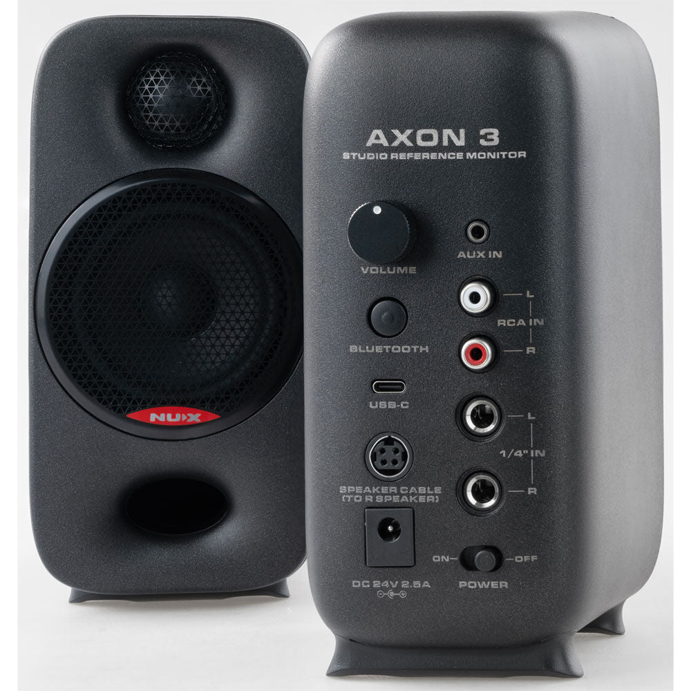 NU-X Axon 3 Studio Reference Monitor Speakers, Black, Bi-Amp, 90W RMS, Bluetooth, 3-inch Woofer, 3/4-inch Tweeter, Includes AXON STUDIO Software — view 2