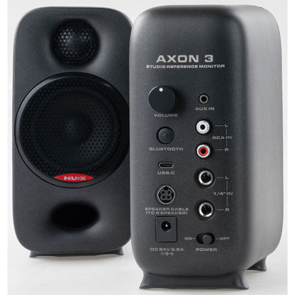 NU-X Axon 3 Studio Reference Monitor Speakers, Black, Bi-Amp, 90W RMS, Bluetooth, 3-inch Woofer, 3/4-inch Tweeter, Includes AXON STUDIO Software — view 2