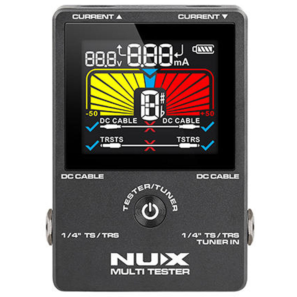 NUX NMT-1 4-in-1 Multi Tester with Patch Cable & DC Cable Tester, Pedal Meter, Chromatic Tuner, USB-C Charging