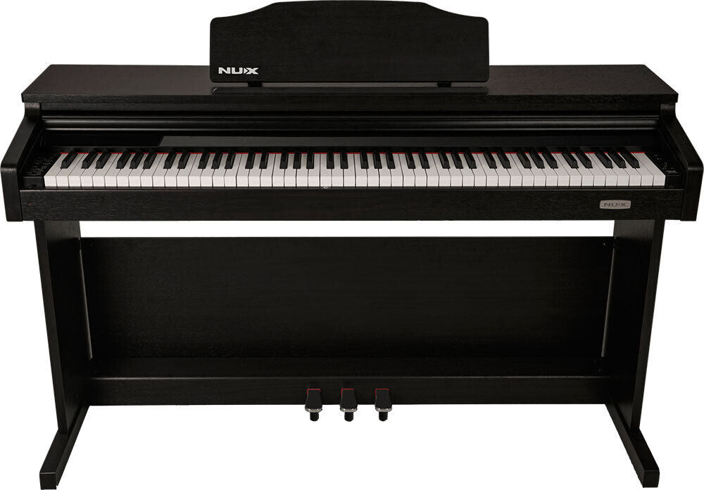NU-X WK520 Upright 88-Key Digital Piano with Bluetooth and LED Indicators in Dark Wood Finish