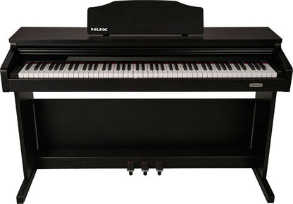 NU-X WK520 Upright 88-Key Digital Piano with Bluetooth and LED Indicators in Dark Wood Finish