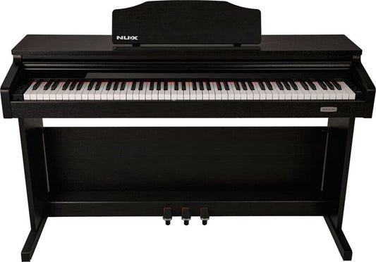 NU-X WK520 Upright 88-Key Digital Piano with Bluetooth and LED Indicators in Dark Wood Finish