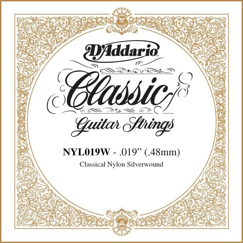 D'Addario NYL019W Silver-plated Copper Classical Single String, .019