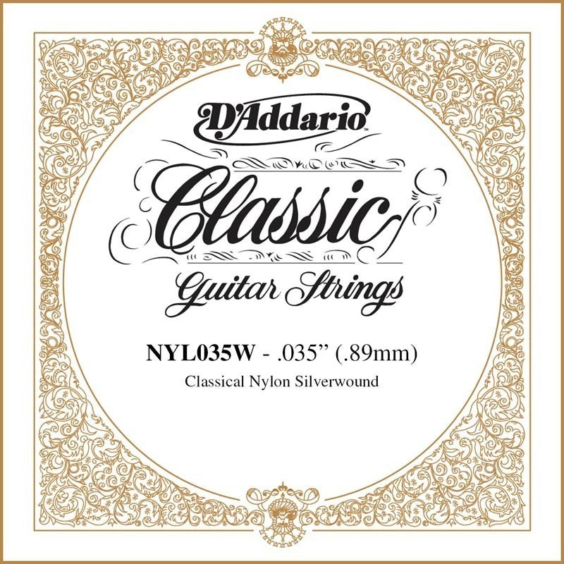 D'Addario NYL035W Silver-plated Copper Classical Single String, .035