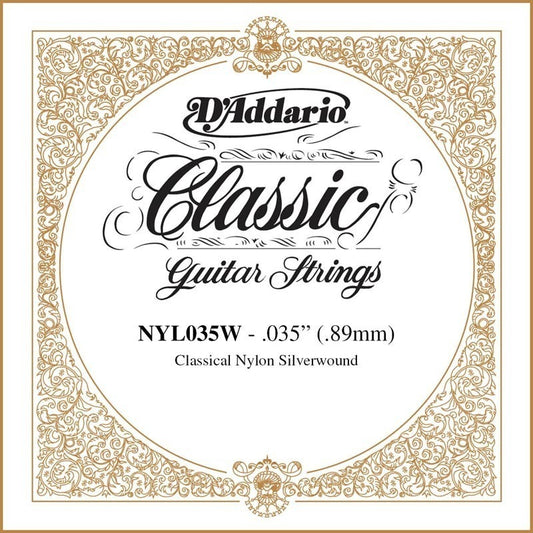 D'Addario NYL035W Silver-plated Copper Classical Single String, .035