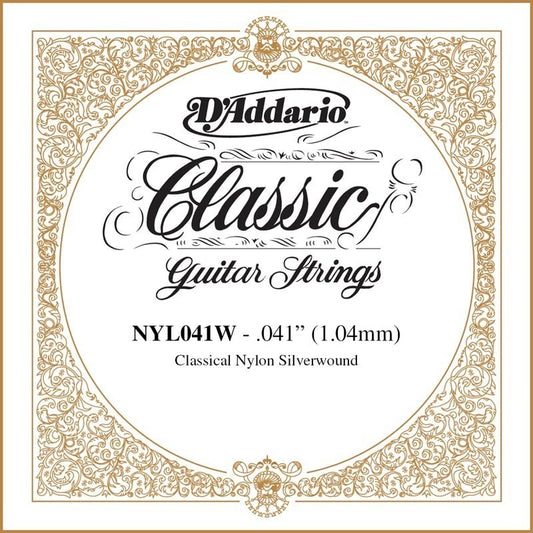 D'Addario NYL041W Silver-plated Copper Classical Single String, .041