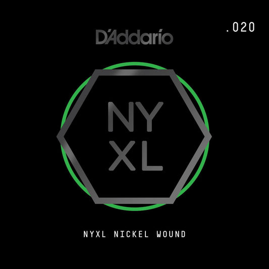 D'Addario NYXL Nickel Wound Electric Guitar Single String, .020