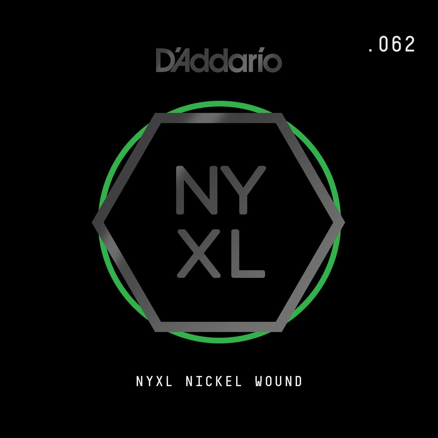 D'Addario NYXL Nickel Wound Electric Guitar Single String, .062