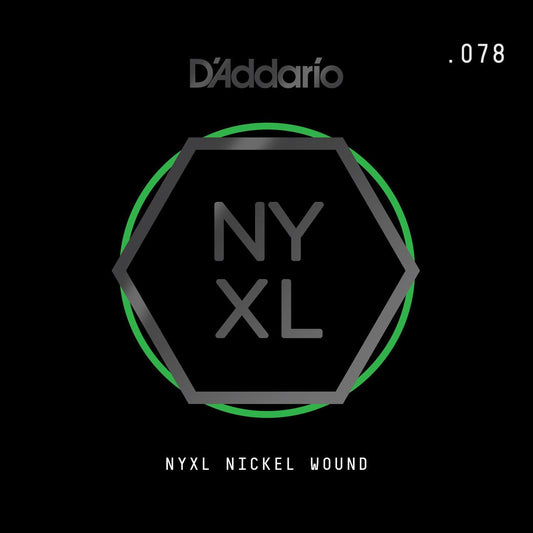D'Addario NYXL Nickel Wound Electric Guitar Single String, .078