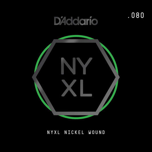 D'Addario NYXL Nickel Wound Electric Guitar Single String, .080
