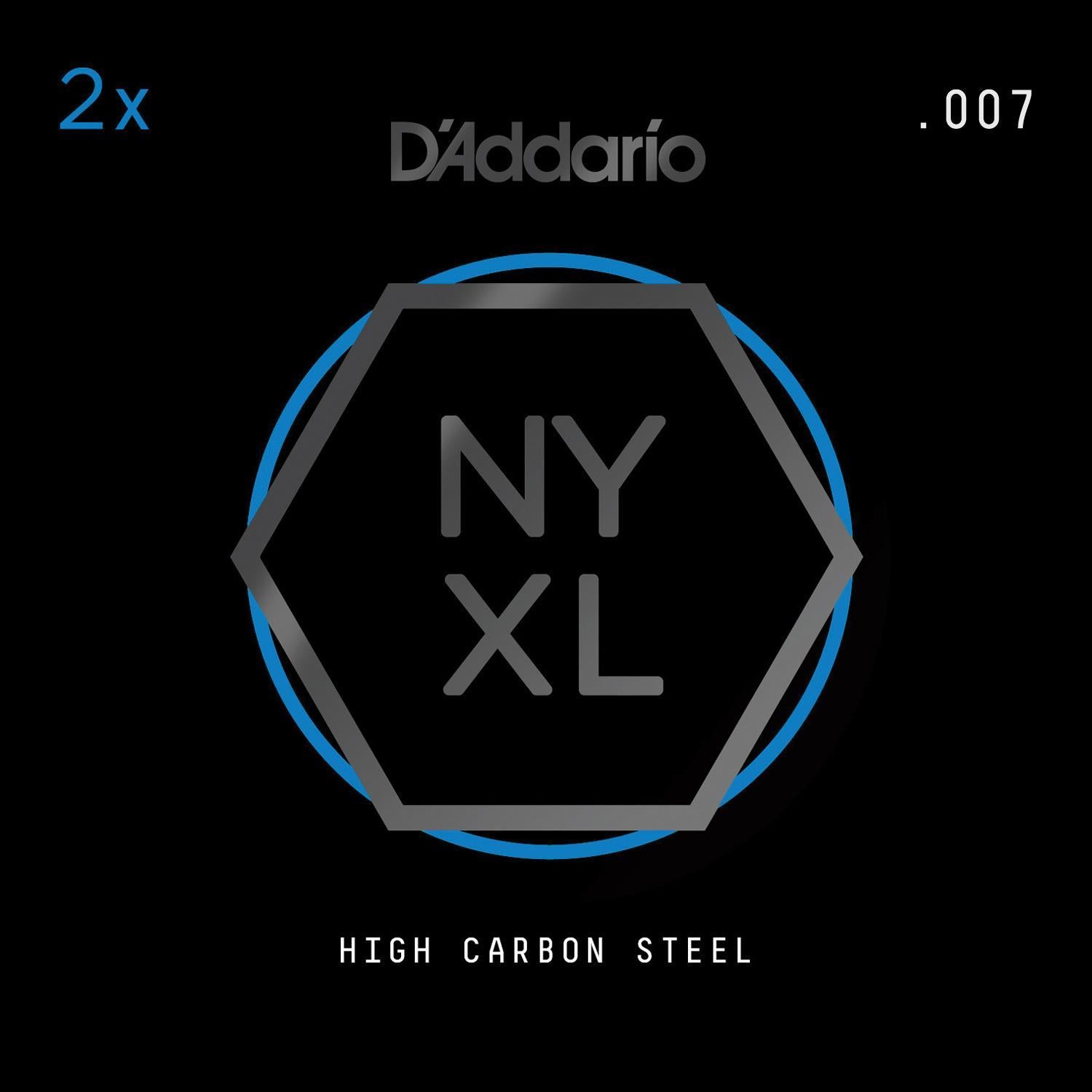 D'Addario NYXL 2-Pack Plain Steel Guitar Strings, .007