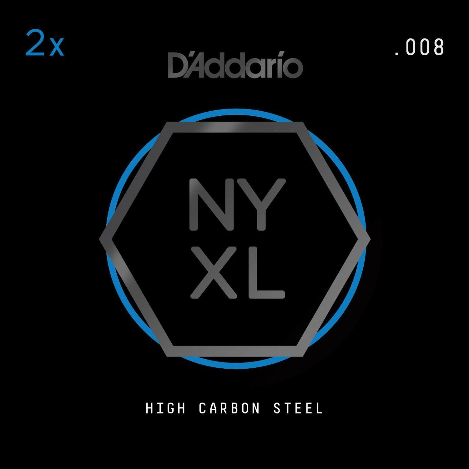 D'Addario NYXL 2-Pack Plain Steel Guitar Strings, .008