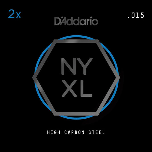 D'Addario NYXL 2-Pack Plain Steel Guitar Strings, .015