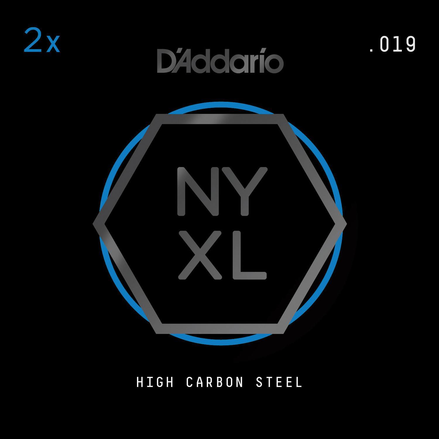 D'Addario NYXL 2-Pack Plain Steel Guitar Strings, .019