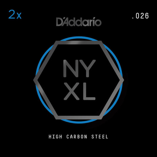 D'Addario NYXL 2-Pack Plain Steel Guitar Strings, .026