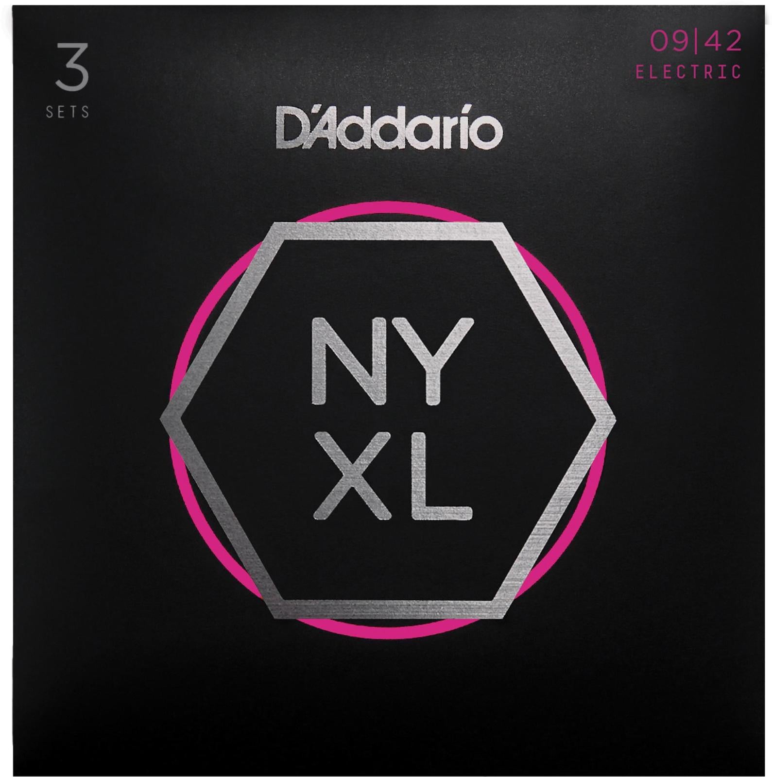 D'Addario NYXL0942-3P Nickel Wound Electric Guitar Strings, Super Light, 9-42, 3 Sets