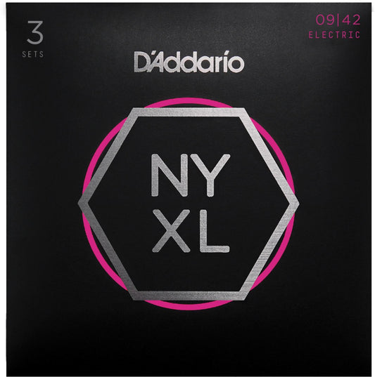 D'Addario NYXL0942-3P Nickel Wound Electric Guitar Strings, Super Light, 9-42, 3 Sets