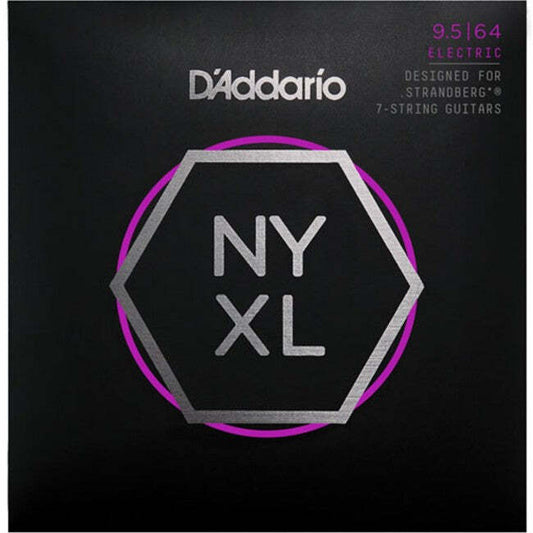 D'Addario NYXL09564SB Electric Guitar Strings 7-Str Nickel Wound 9.5-64 Custom Light