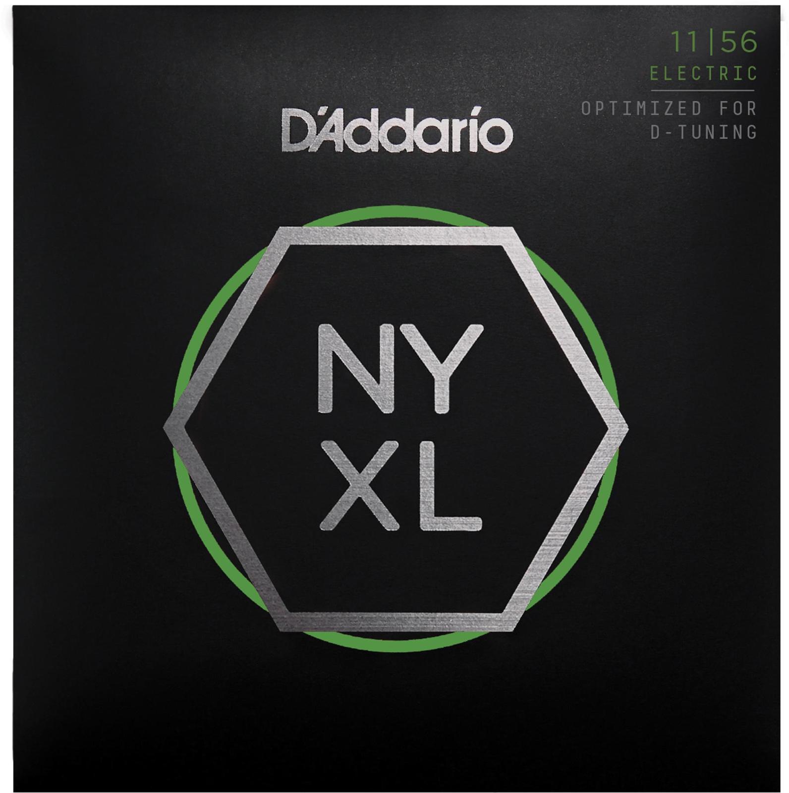 D'Addario NYXL1156 Nickel Wound Electric Guitar Strings, Medium Top - Extra-Heavy Bottom, 11-56