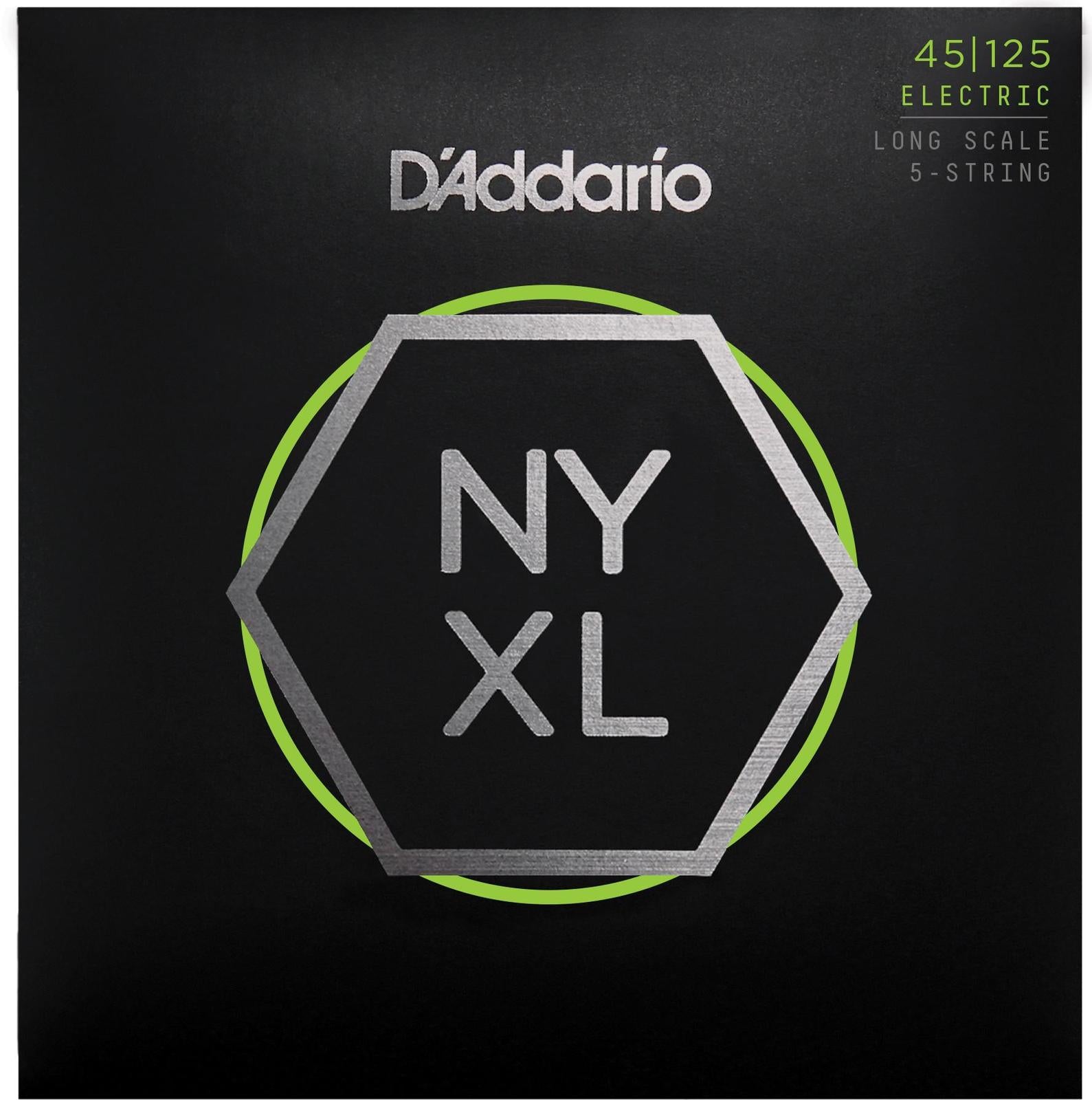 D'Addario NYXL45125 Nickel Wound Bass Guitar Strings, 5-String Lt Top - Med Btm, 45-125, Long Scale