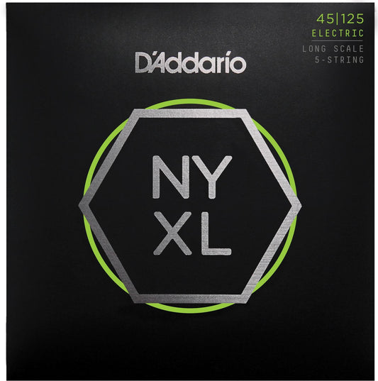 D'Addario NYXL45125 Nickel Wound Bass Guitar Strings, 5-String Lt Top - Med Btm, 45-125, Long Scale