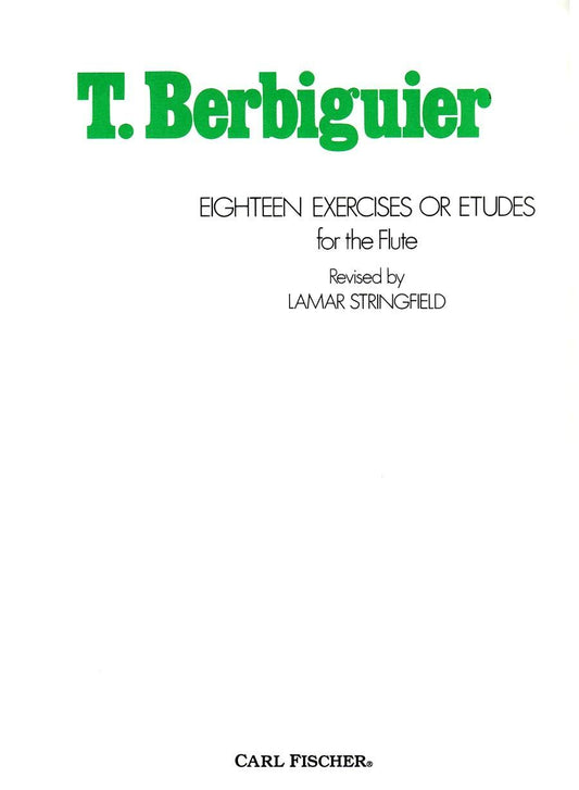 18 Exercises/Etudes for Flute by Berbiguier