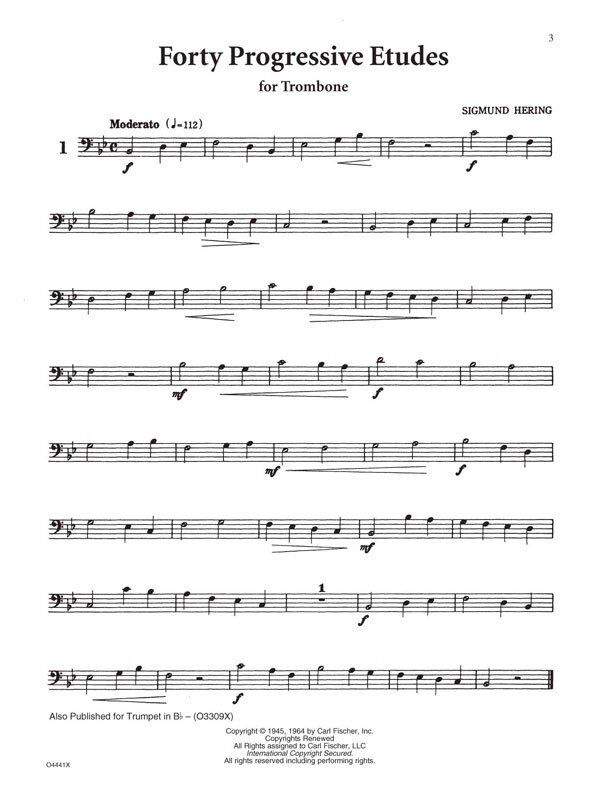 Hering 40 Progressive Etudes for Trombone - Sigmund Hering, 48 Pages, Includes MP3 Recordings, Carl Fischer — view 3