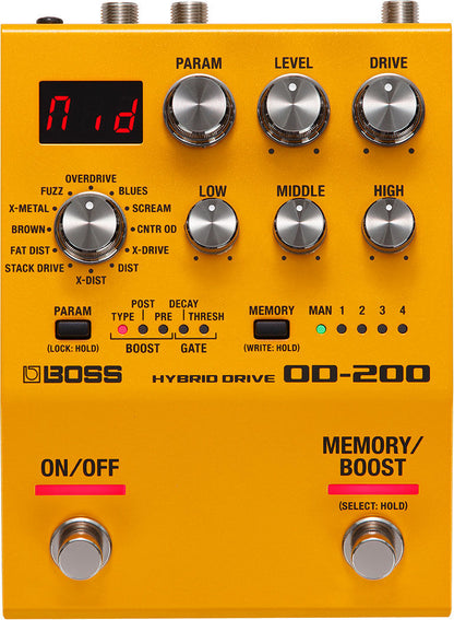 BOSS OD-200 Hybrid Drive Pedal - 200 Series Multi-Function Overdrive with Onboard Memory — view 2