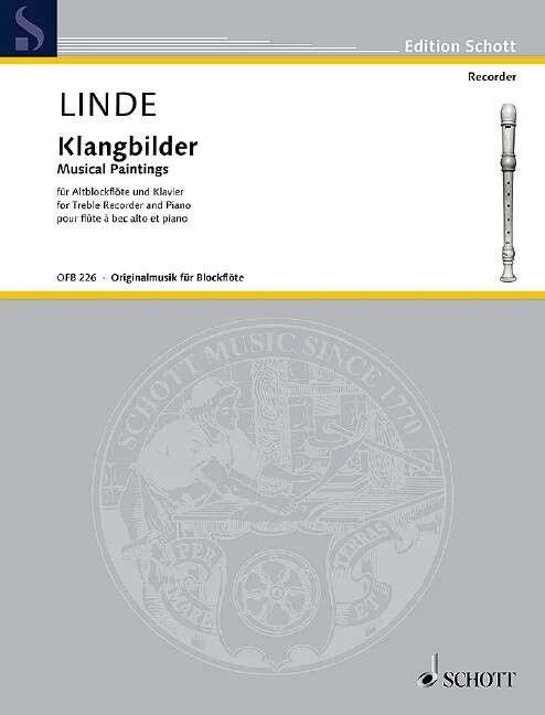 Linde Musical Paintings Treble Recorder Piano by Hans-Martin Linde, Schott Music, 12 Pages