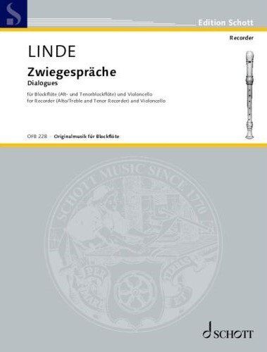 Linde - Dialogues for Recorder (Treble and Tenor) and Cello, Duo, 16 Pages, Schott Music