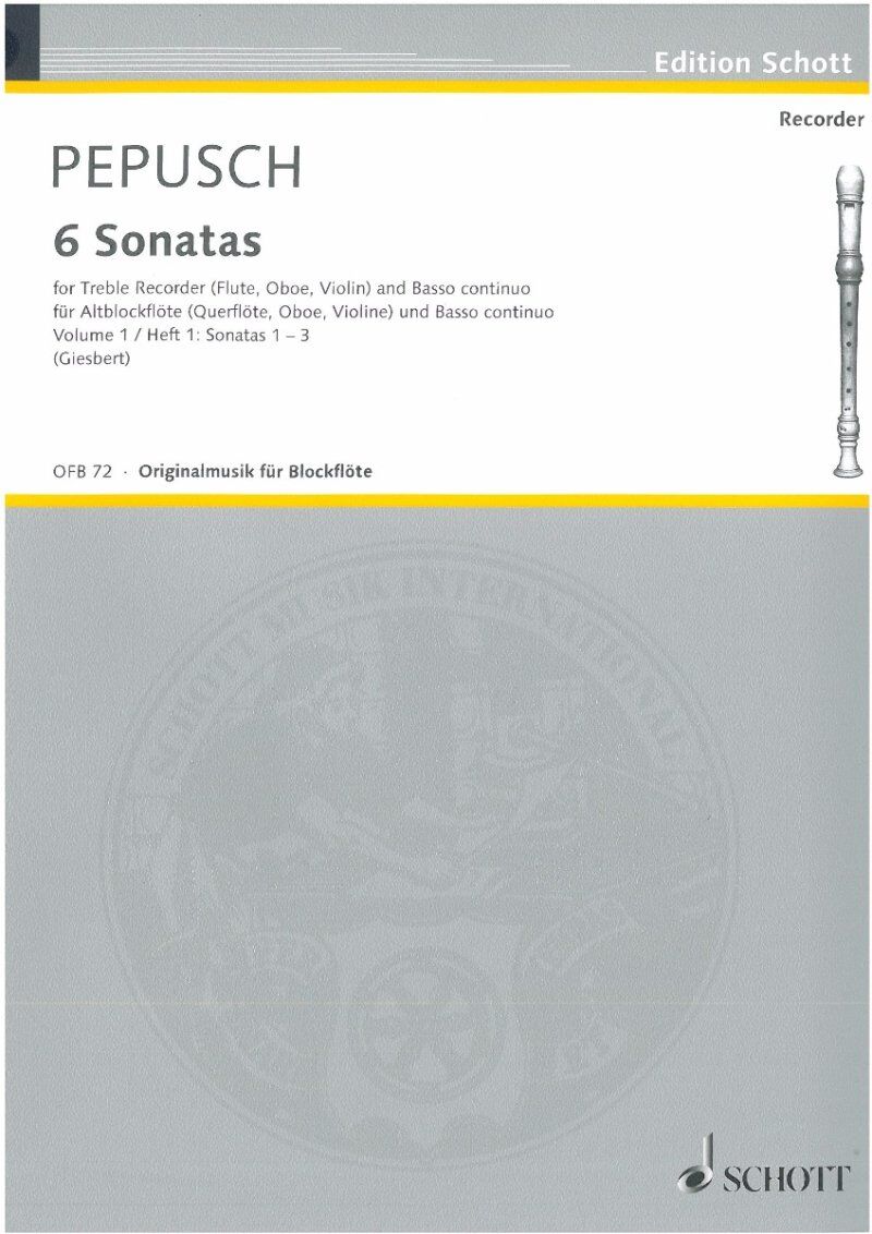Sonatas Book 1 for Violin or Treble Recorder, Flute, Oboe, Piano - Schott Music, 28 Pages
