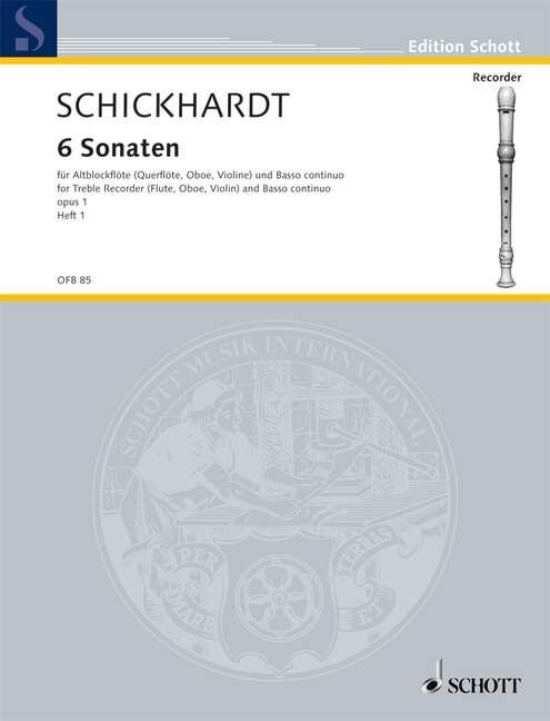 Sonatas 6 Book 1 for Recorder and Cello by Schott Music, 48 Pages