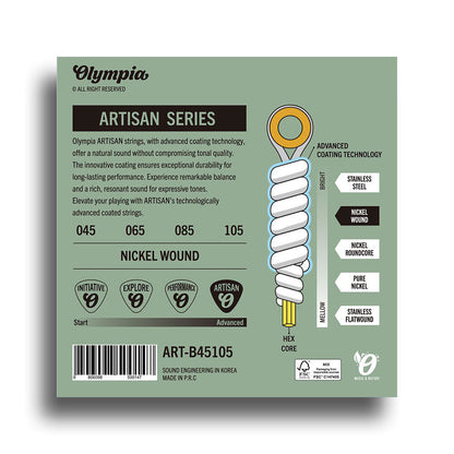Olympia Artisan Series Coated Electric Bass String Set 45-105 (Light Top Medium Bottom) — view 2