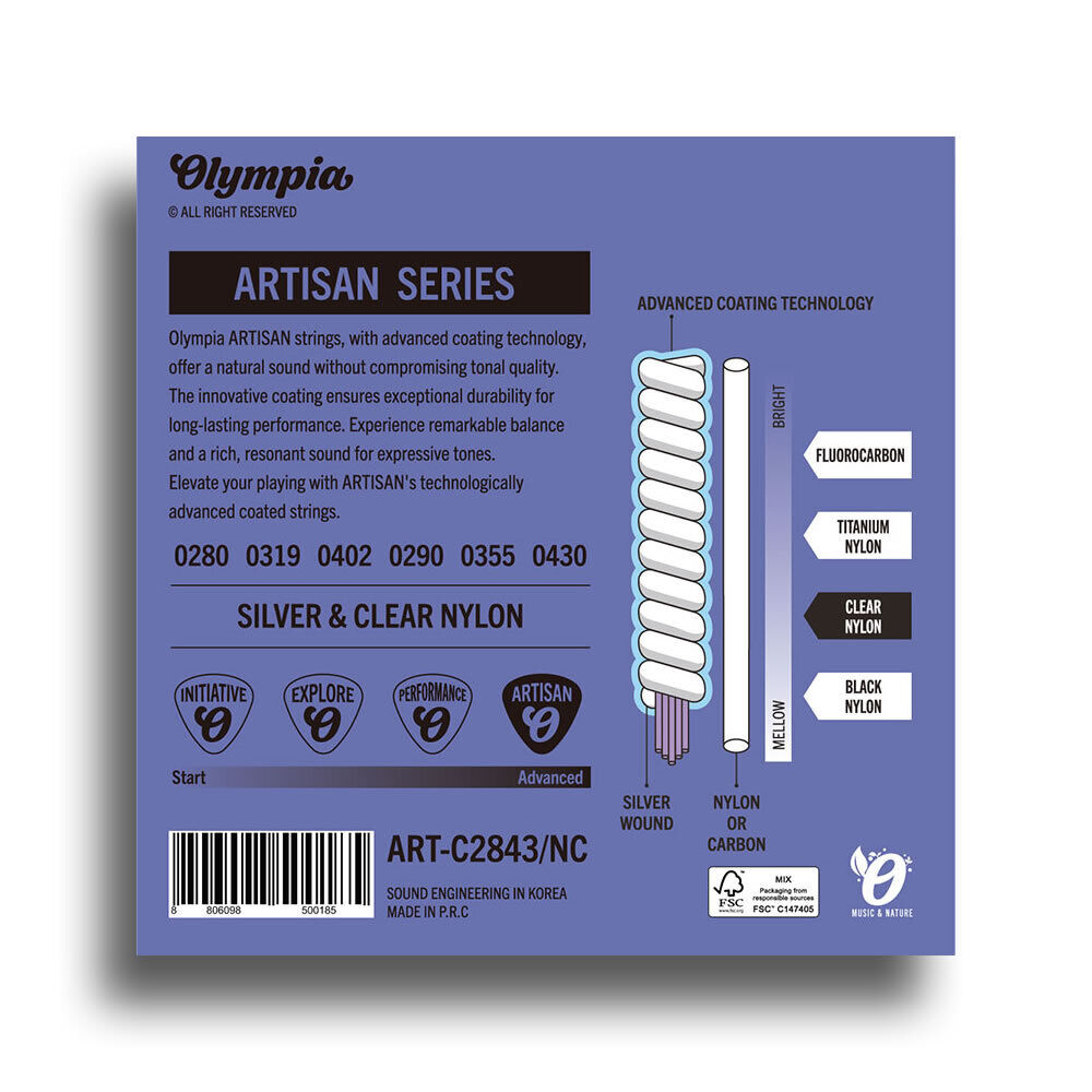 Olympia Artisan Series Coated Classical Nylon/Silver Normal Tension String Set (28-43) — view 2