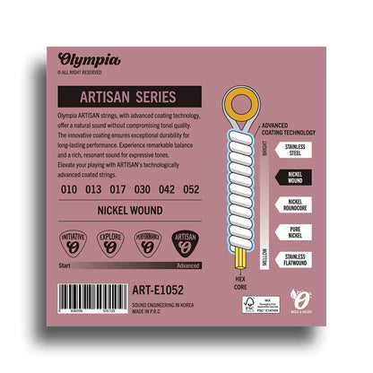 Olympia Artisan Series Coated Electric Guitar String Set 10-52 Heavy Bottom — view 2