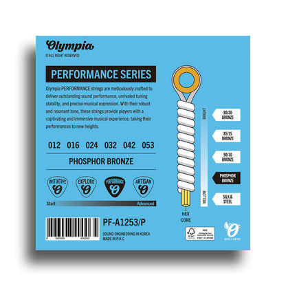 Olympia Performance Series Phosphor Bronze Light Acoustic Guitar String Set 12-53 — view 2