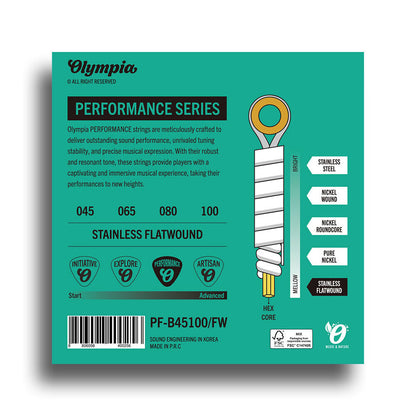 Olympia Performance Series Light Flat-Wound Electric Bass String Set 45-100 — view 2